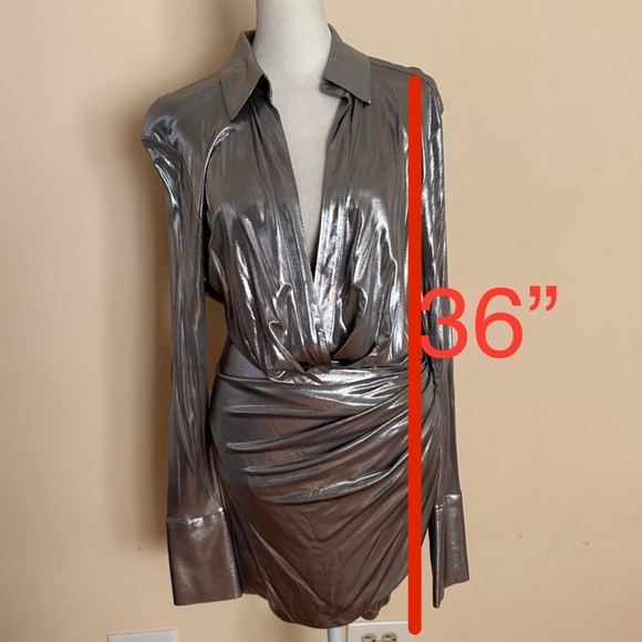 GAUGE81 Naha Metallic Mini Dress in Metallic Silver - Picture 14 of 14